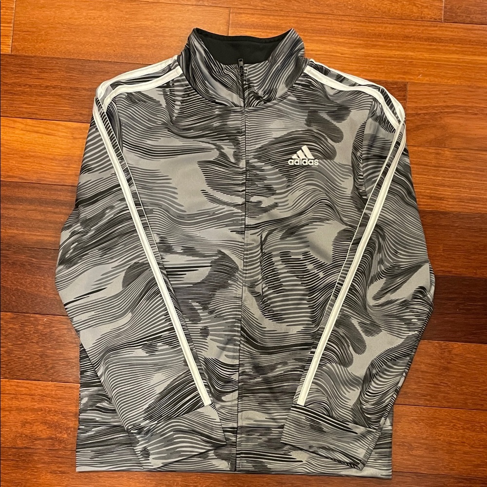 Adidas Monochrome Wave Jacket with White Stripes